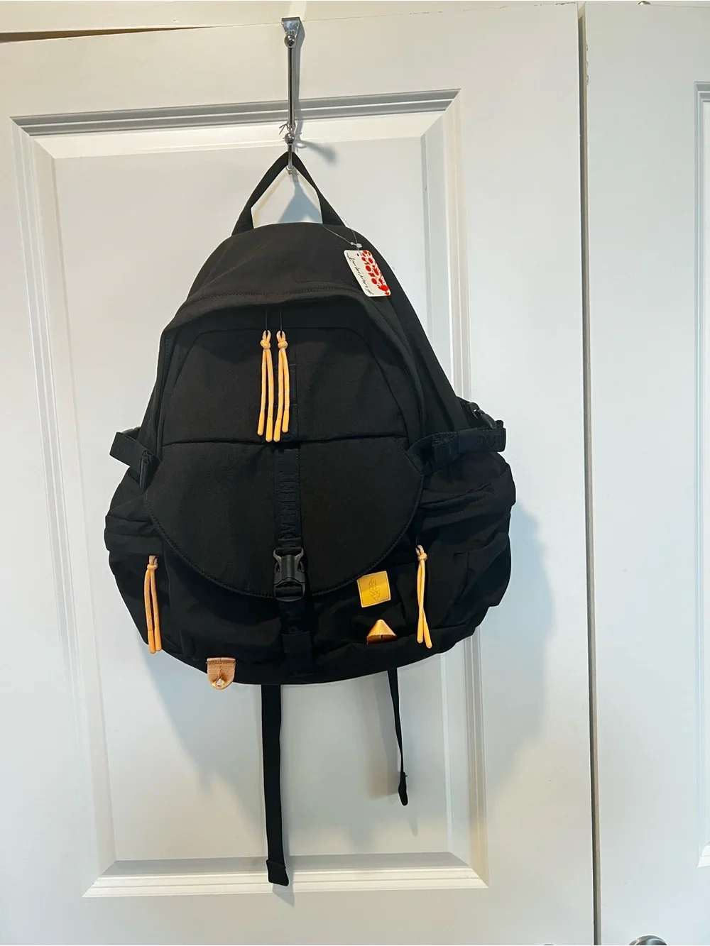 Free People Black Canvas Backpack with Tan Accents